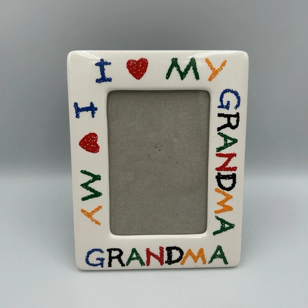Vintage 1988I Love My Grandma Ceramic Picture Frame 3.5 X 5 Made in Taiwan